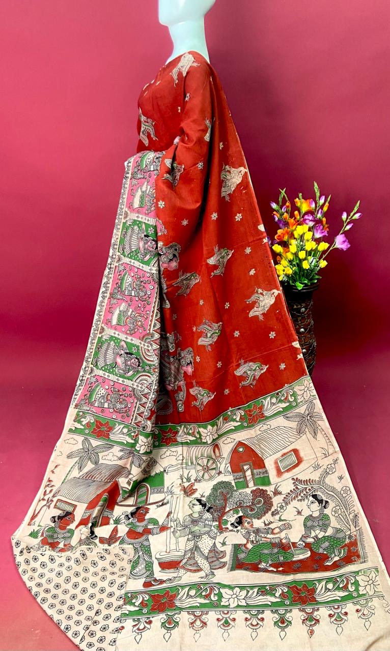 Kalamkari Premium Cotton Saree - View 11