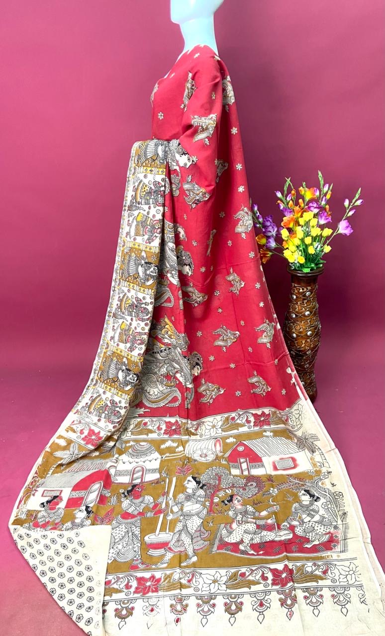 Kalamkari Premium Cotton Saree - View 9