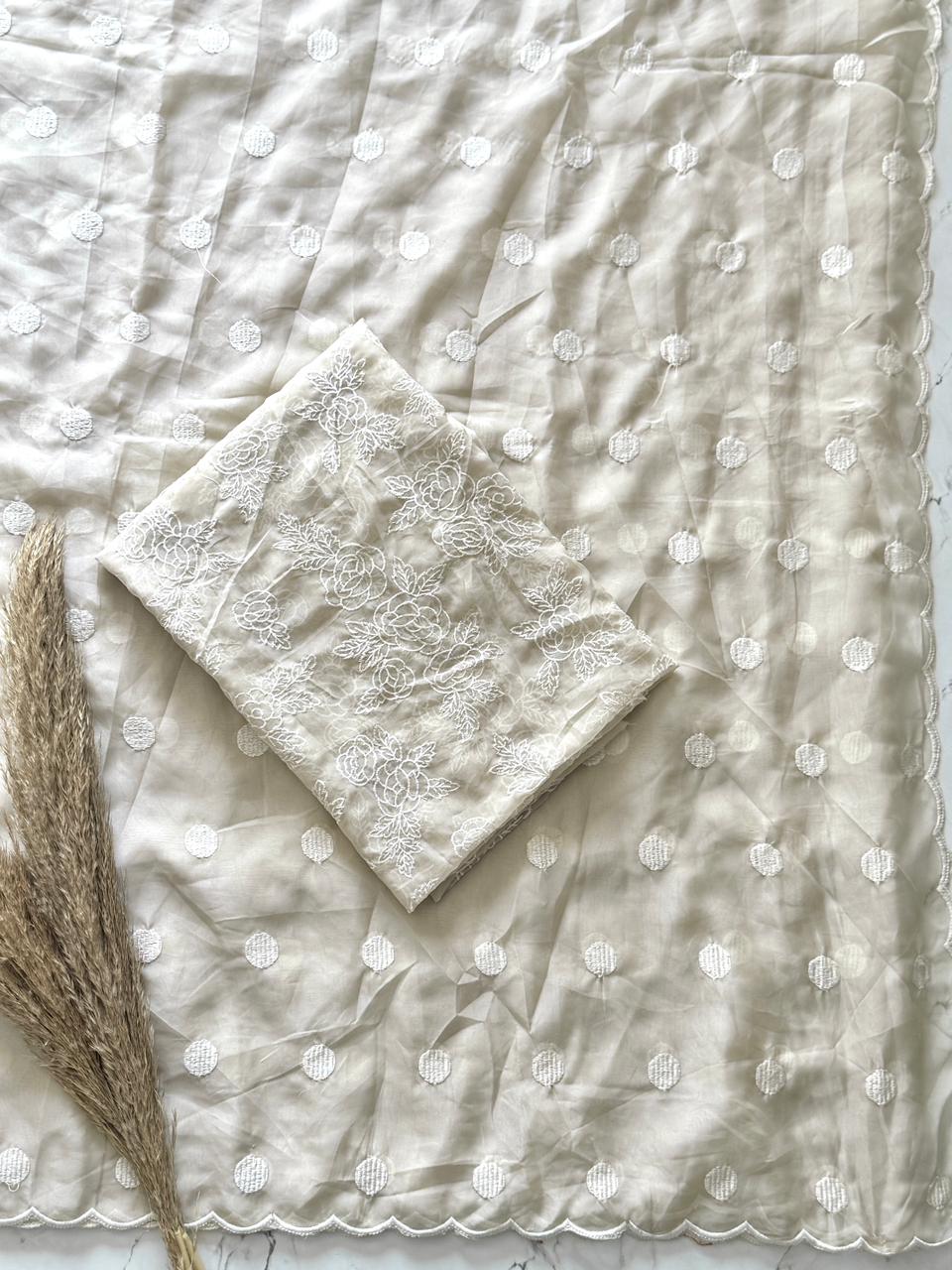 Tabby Organza with Polka dots and Scallop Border - View 14