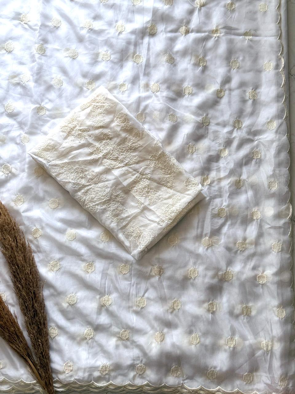 Tabby Organza with Polka dots and Scallop Border - View 16