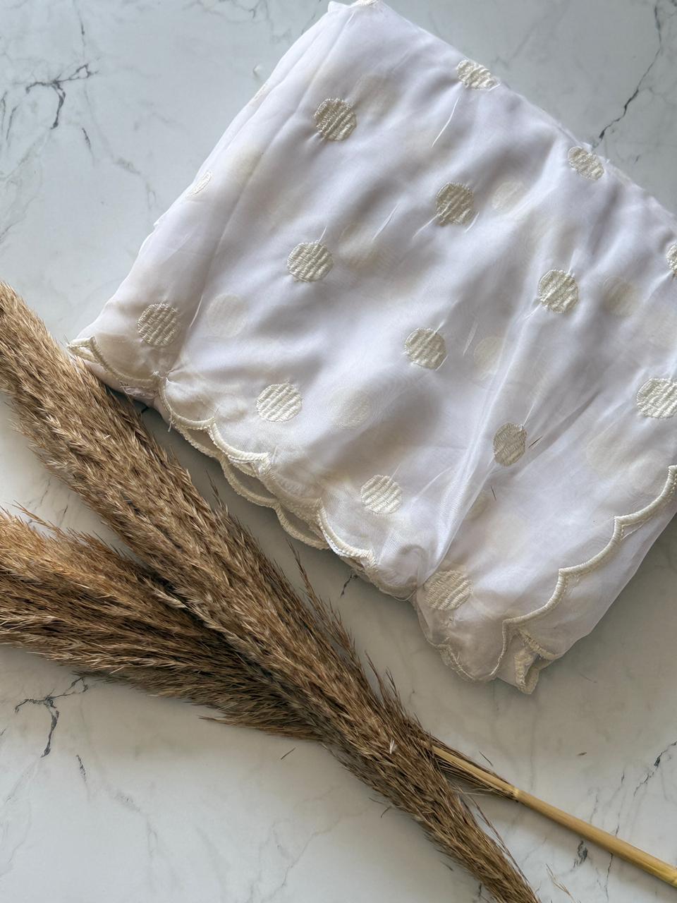 Tabby Organza with Polka dots and Scallop Border - View 17