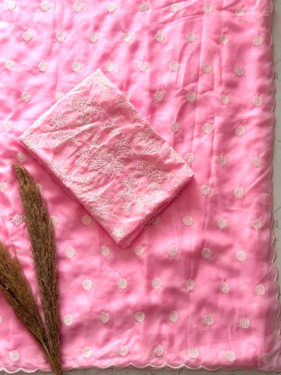 Tabby Organza with Polka dots and Scallop Border - View 13